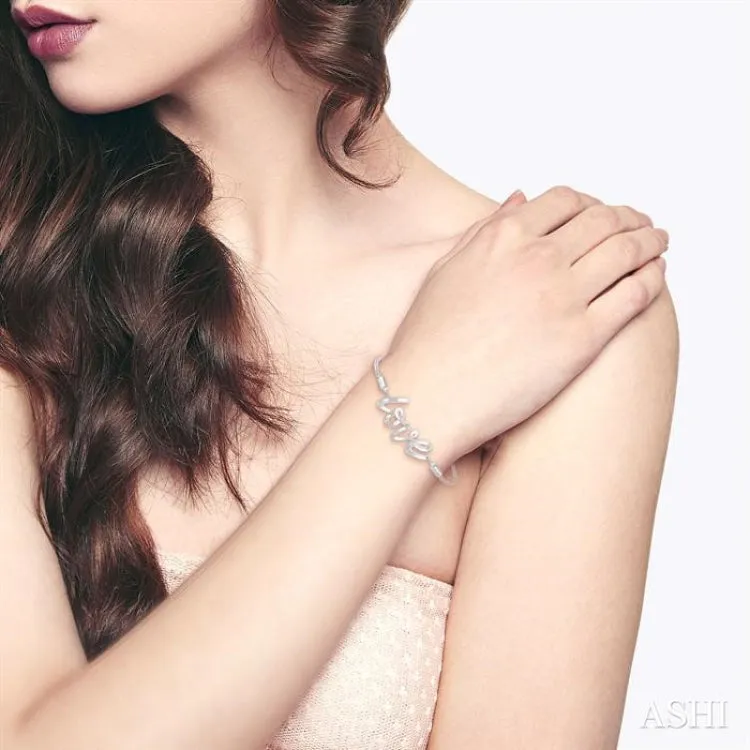1/20 ctw Love Scribed Round Cut Diamond Lariat Bracelet in Silver