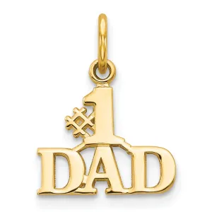 14k Yellow Gold Flat Back Polished Finish Script #1 DAD Pendant