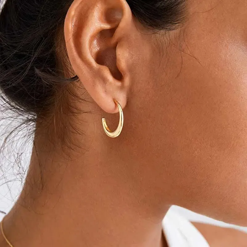 18K Gold Elegant Subtle Design Earrings