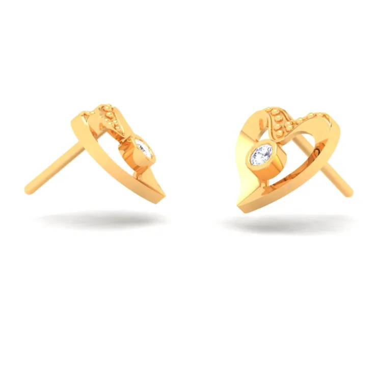 18k Heart Shaped Diamond Earrings From The Diamond Collection