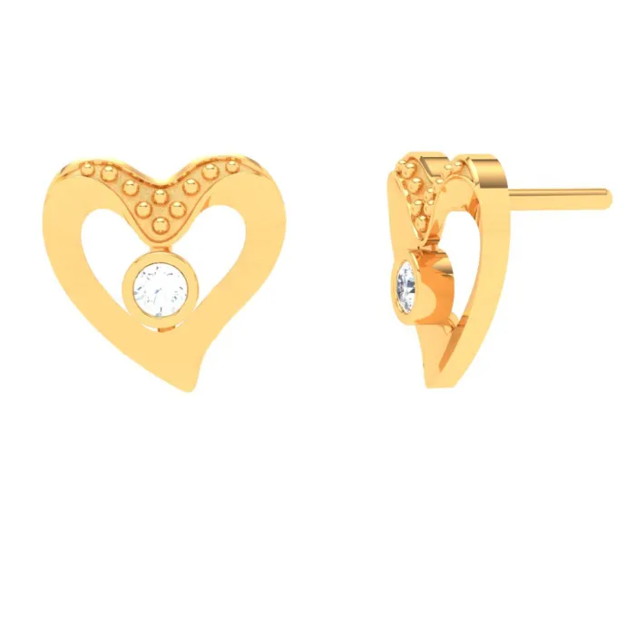 18k Heart Shaped Diamond Earrings From The Diamond Collection