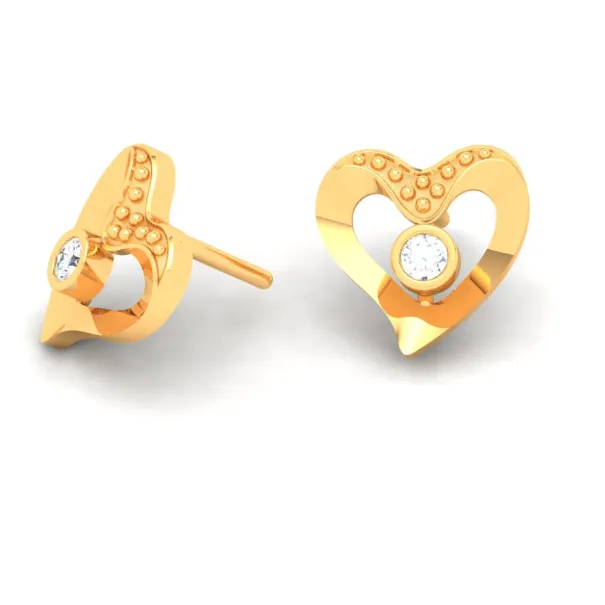 18k Heart Shaped Diamond Earrings From The Diamond Collection
