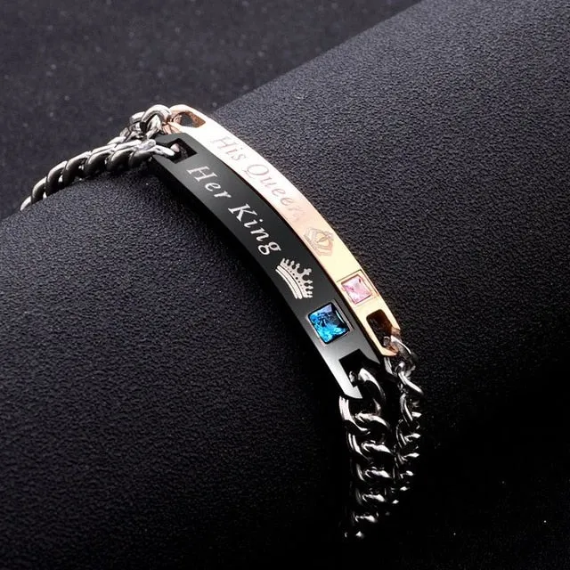 2 Style His Queen Her King Black Rose Gold Color for Men Jewelry