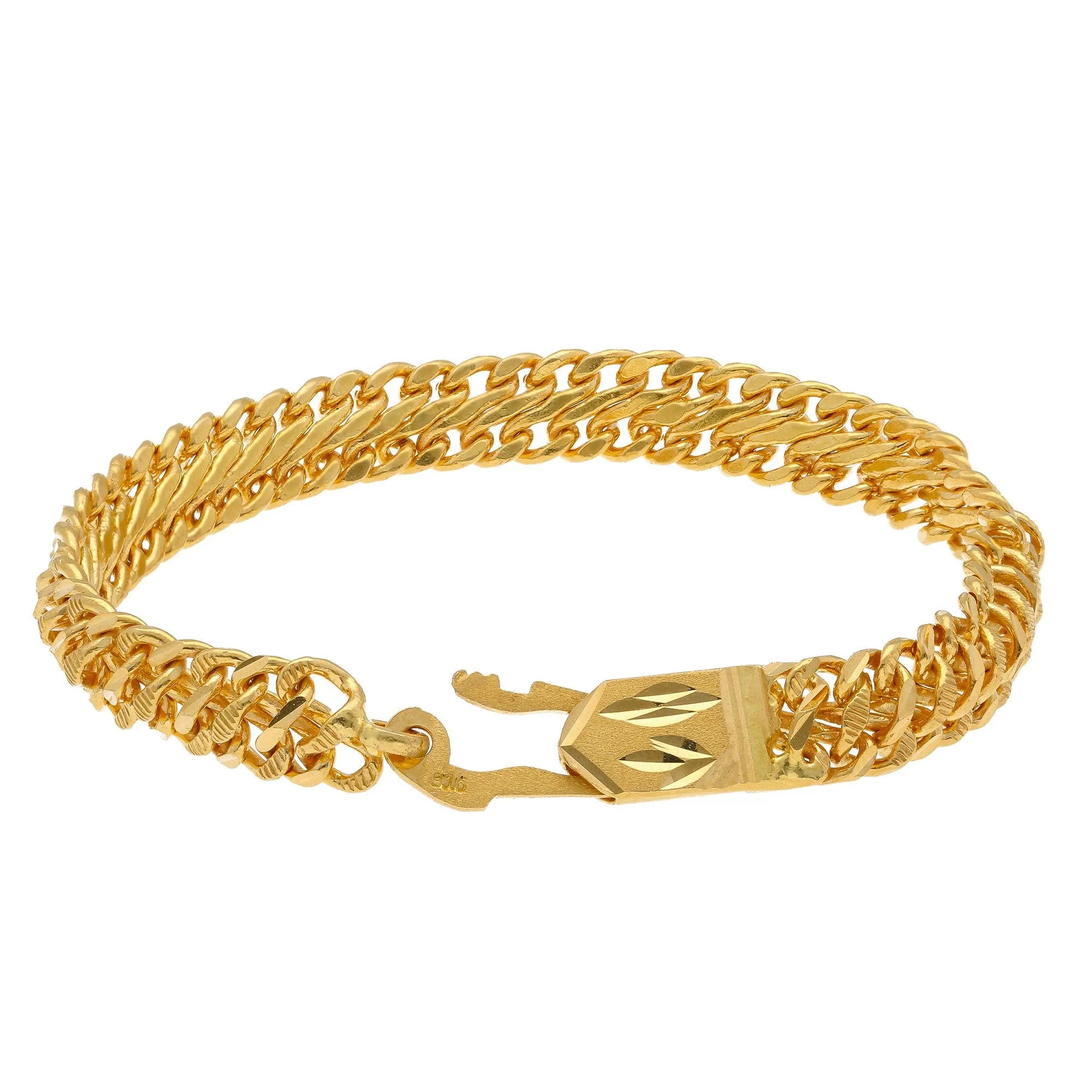 22K Yellow Gold Men's Bracelet W/ Double S-Link Band, 24 grams