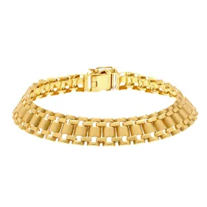 22K Yellow Gold Men's Watch Band Bracelet W/ Curved Tubular Links