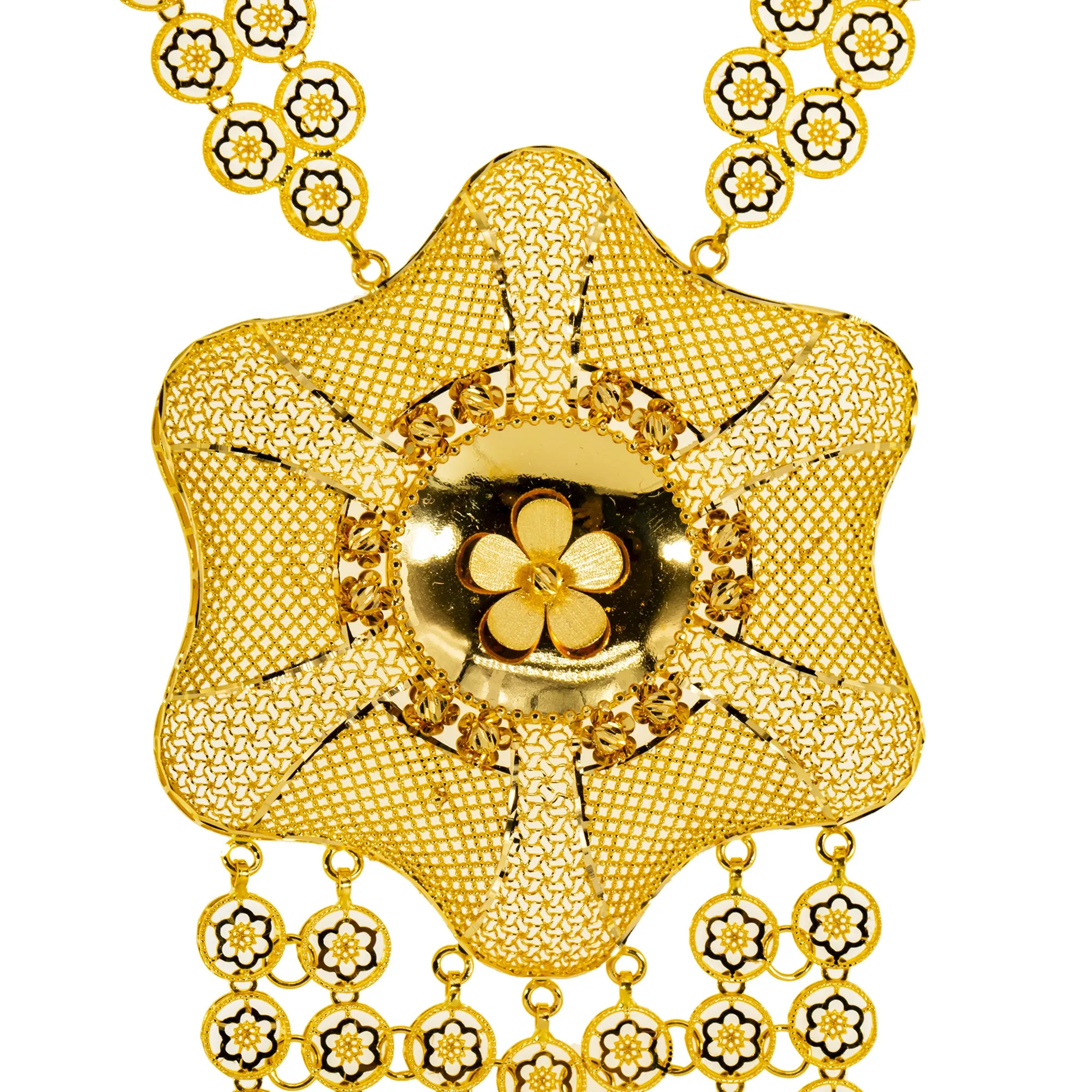 22K Yellow Gold Purvi Necklace & Earrings Set (70.5 grams)