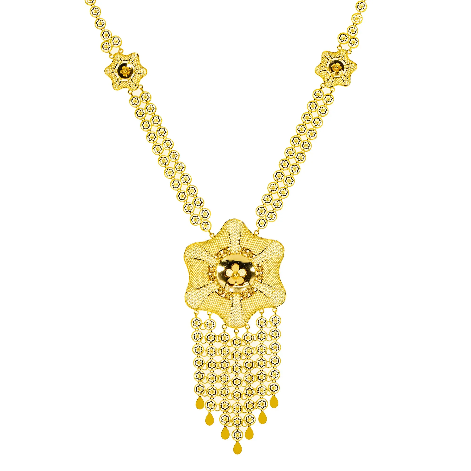 22K Yellow Gold Purvi Necklace & Earrings Set (70.5 grams)