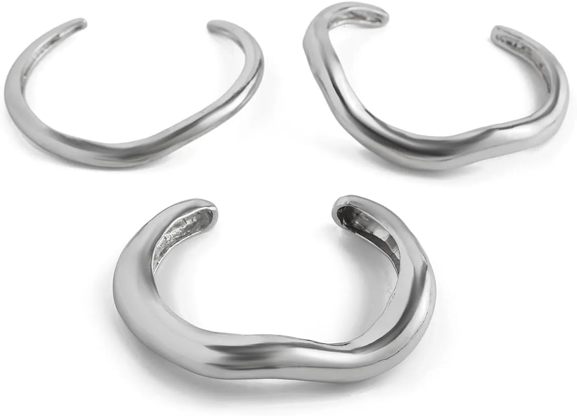 3-8Pcs Gold Bangles for Women Silver Bangles Chunky Bracelets Wrist Cuff Trendy Statement Bangles