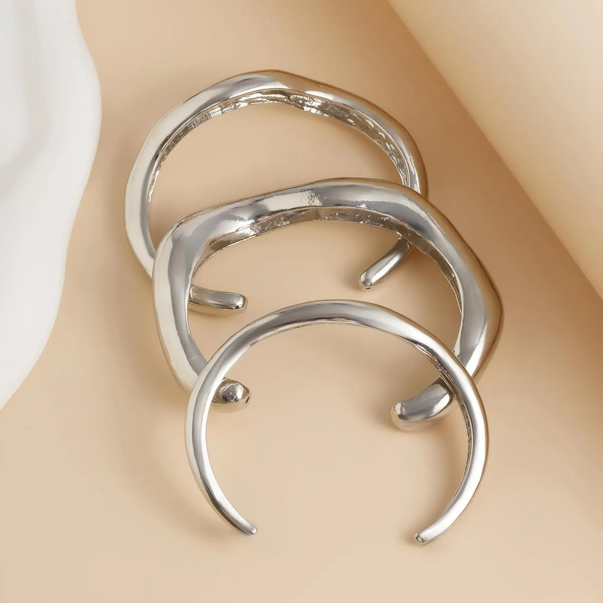 3-8Pcs Gold Bangles for Women Silver Bangles Chunky Bracelets Wrist Cuff Trendy Statement Bangles