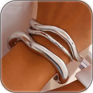 3-8Pcs Gold Bangles for Women Silver Bangles Chunky Bracelets Wrist Cuff Trendy Statement Bangles