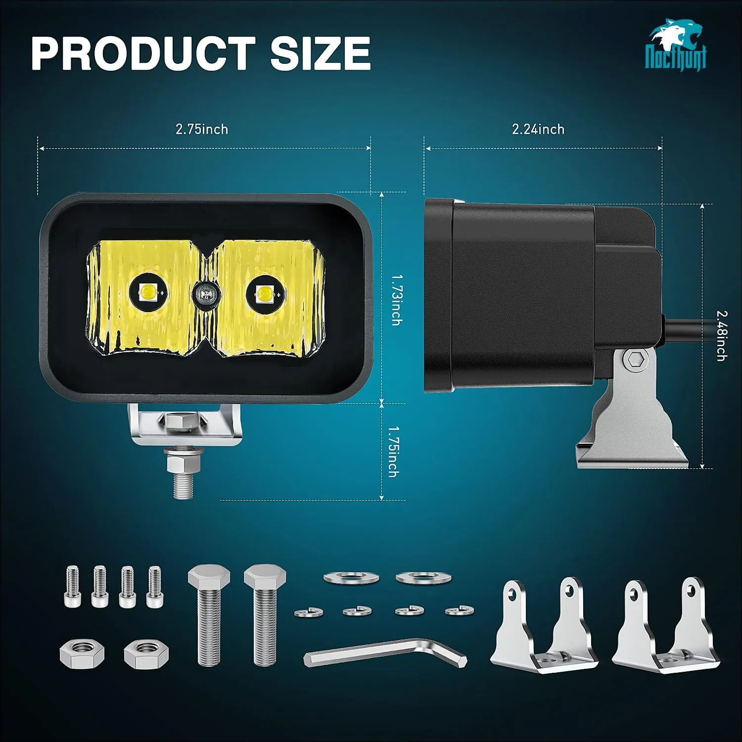 3 Inch 2LED 10W Square Flood Built-in EMC LED Pod Lights (Pair)