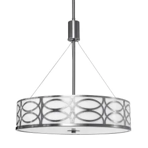 3-Light Metal and Glass Diffuser Drum Chandelier