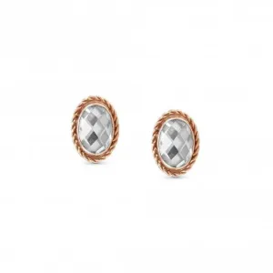 375 Gold Zirconia Oval Rich White Earrings 027821/010