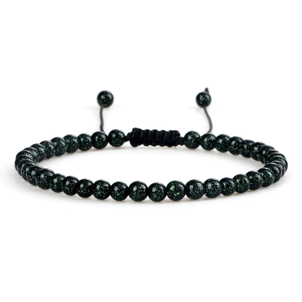 4MM Natural Stone Round Beads Bracelet Women Minimalism Adjustable Leather String Bangles Jewelry Men Healing Yoga Gift