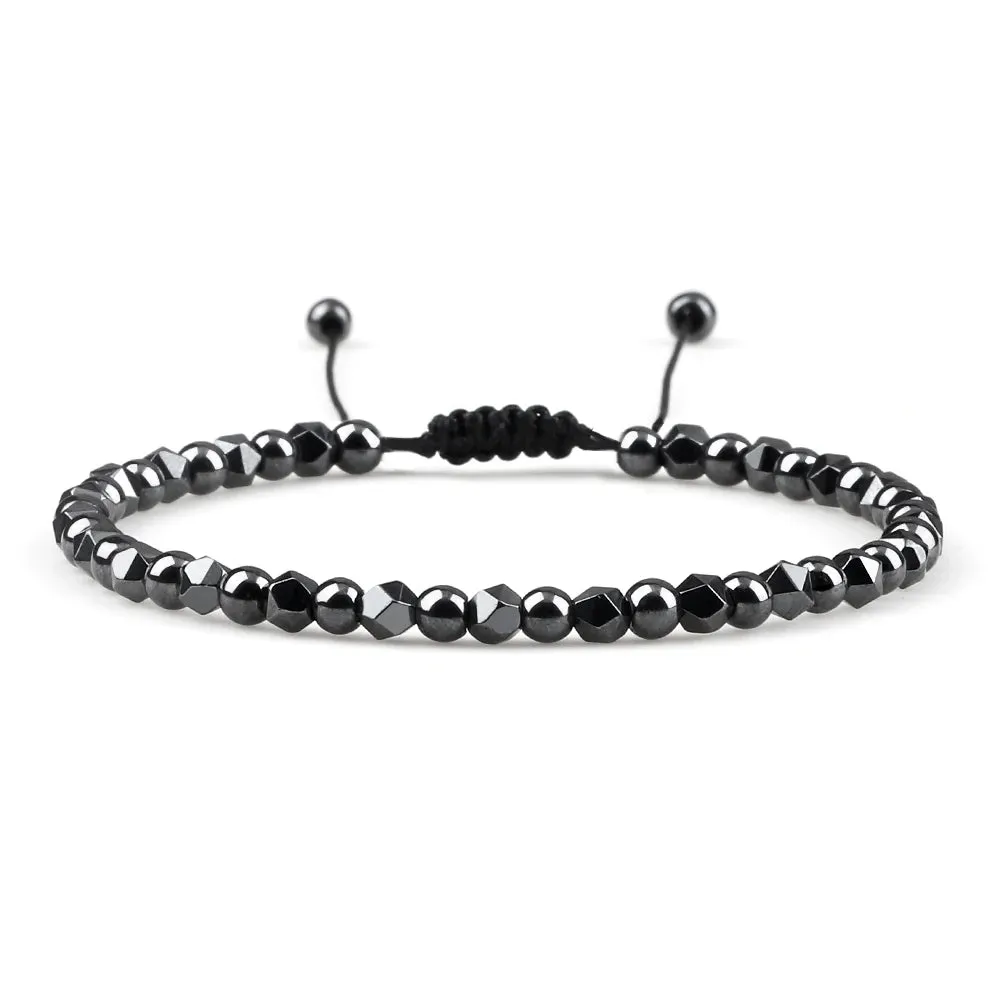 4MM Natural Stone Round Beads Bracelet Women Minimalism Adjustable Leather String Bangles Jewelry Men Healing Yoga Gift