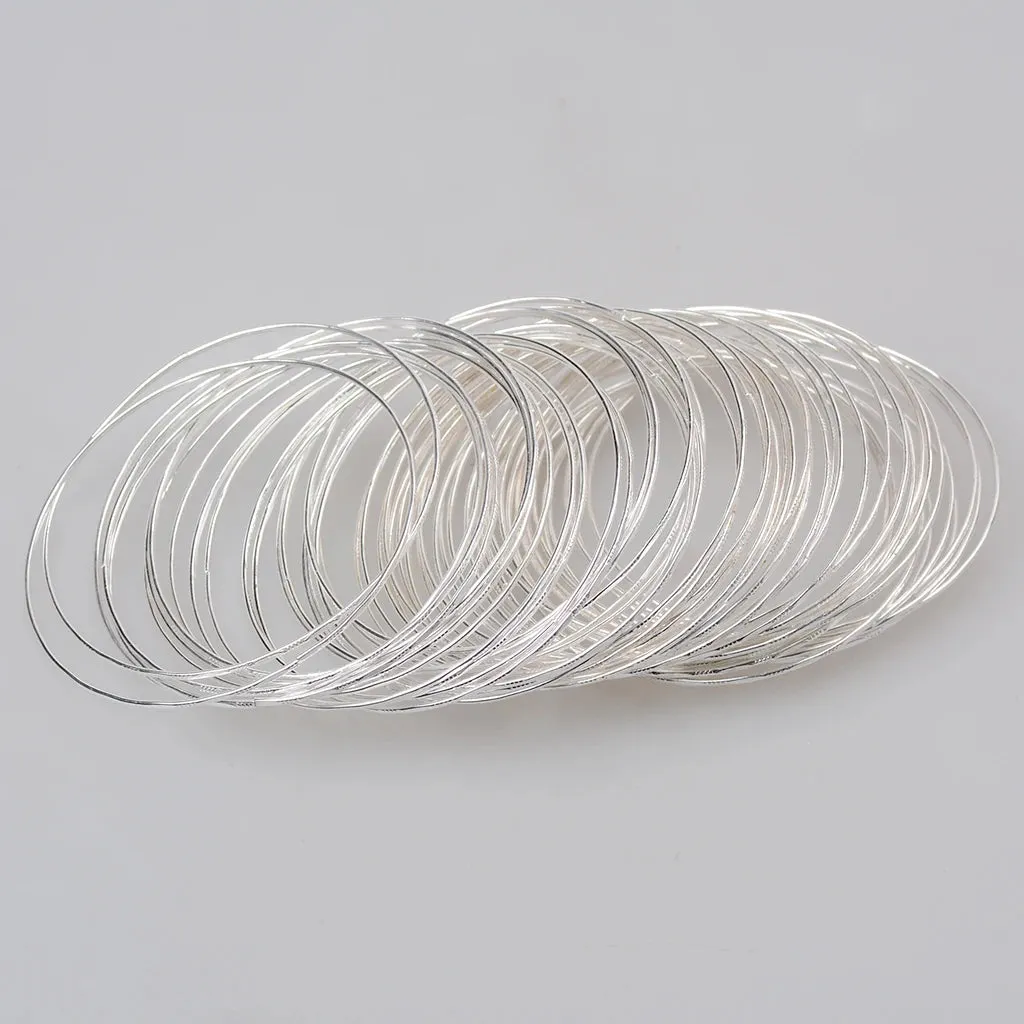50 Bulk Silver Color Ultrathin Hoop Bangle Bracelet Cuff