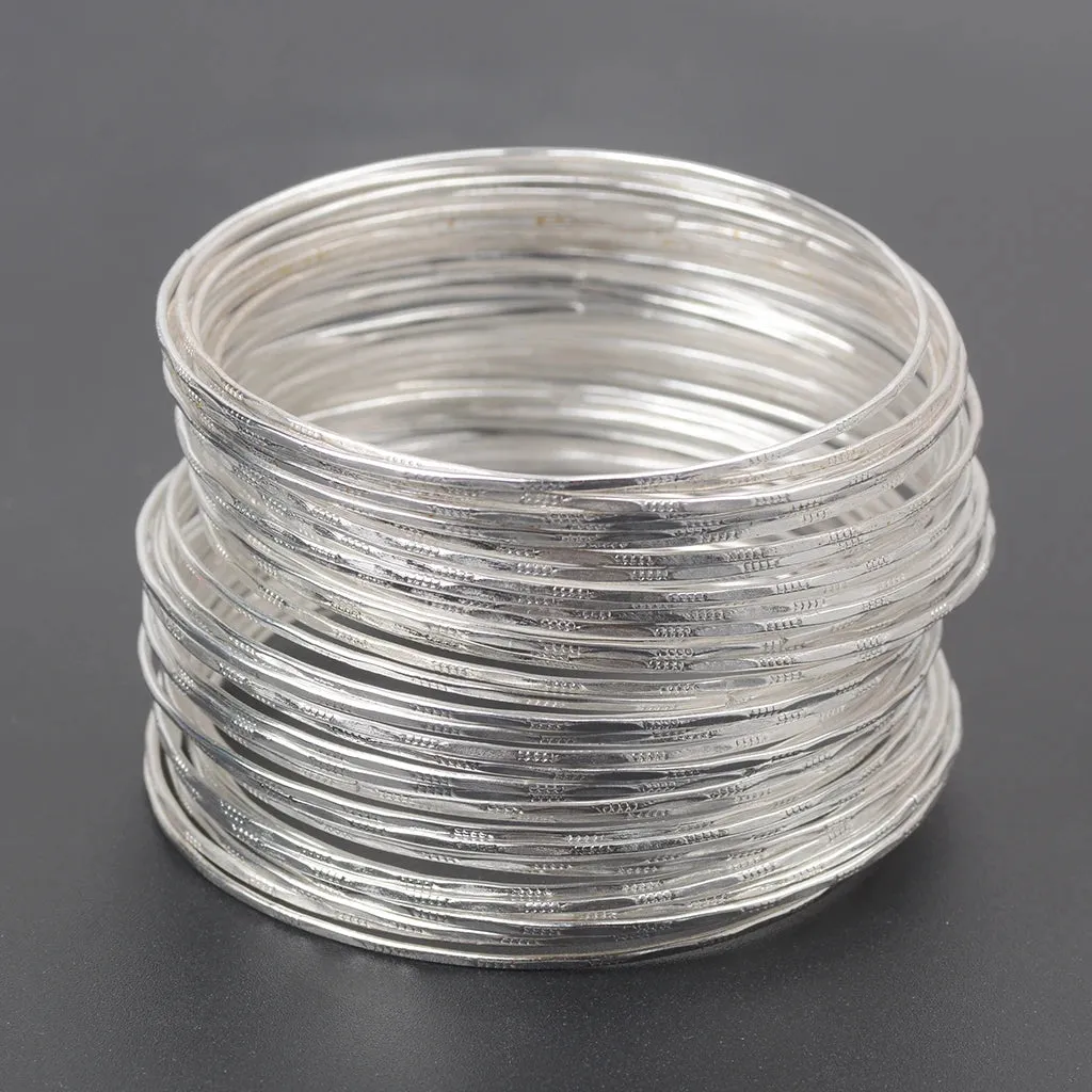 50 Bulk Silver Color Ultrathin Hoop Bangle Bracelet Cuff