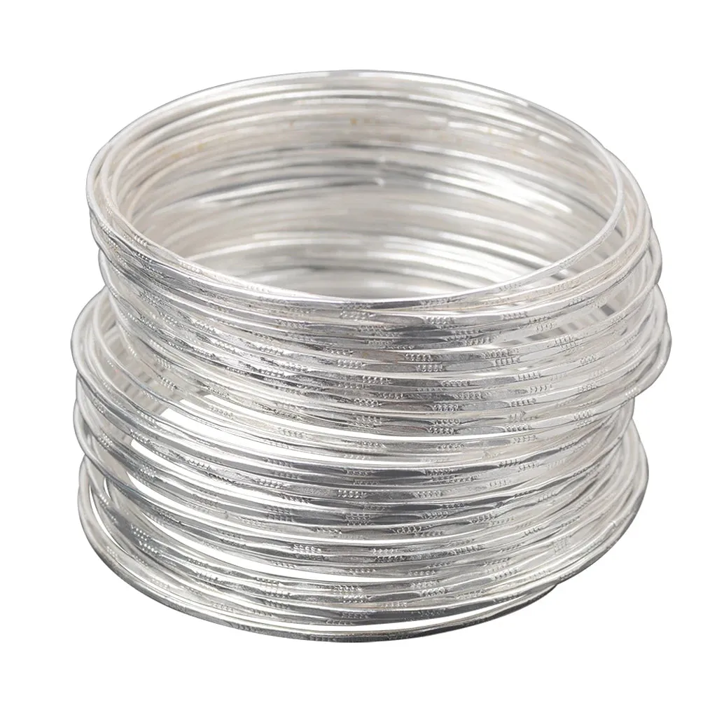 50 Bulk Silver Color Ultrathin Hoop Bangle Bracelet Cuff