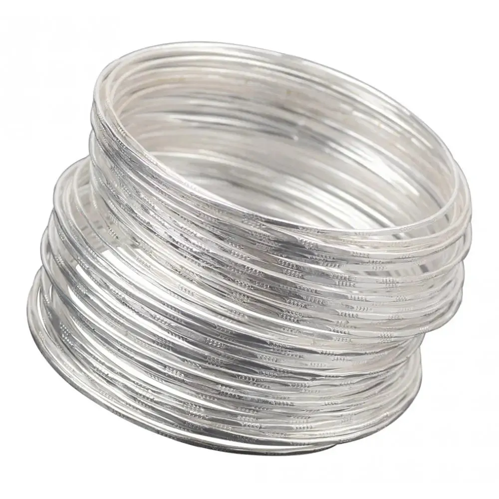 50 Bulk Silver Color Ultrathin Hoop Bangle Bracelet Cuff