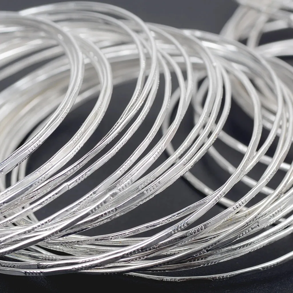 50 Bulk Silver Color Ultrathin Hoop Bangle Bracelet Cuff