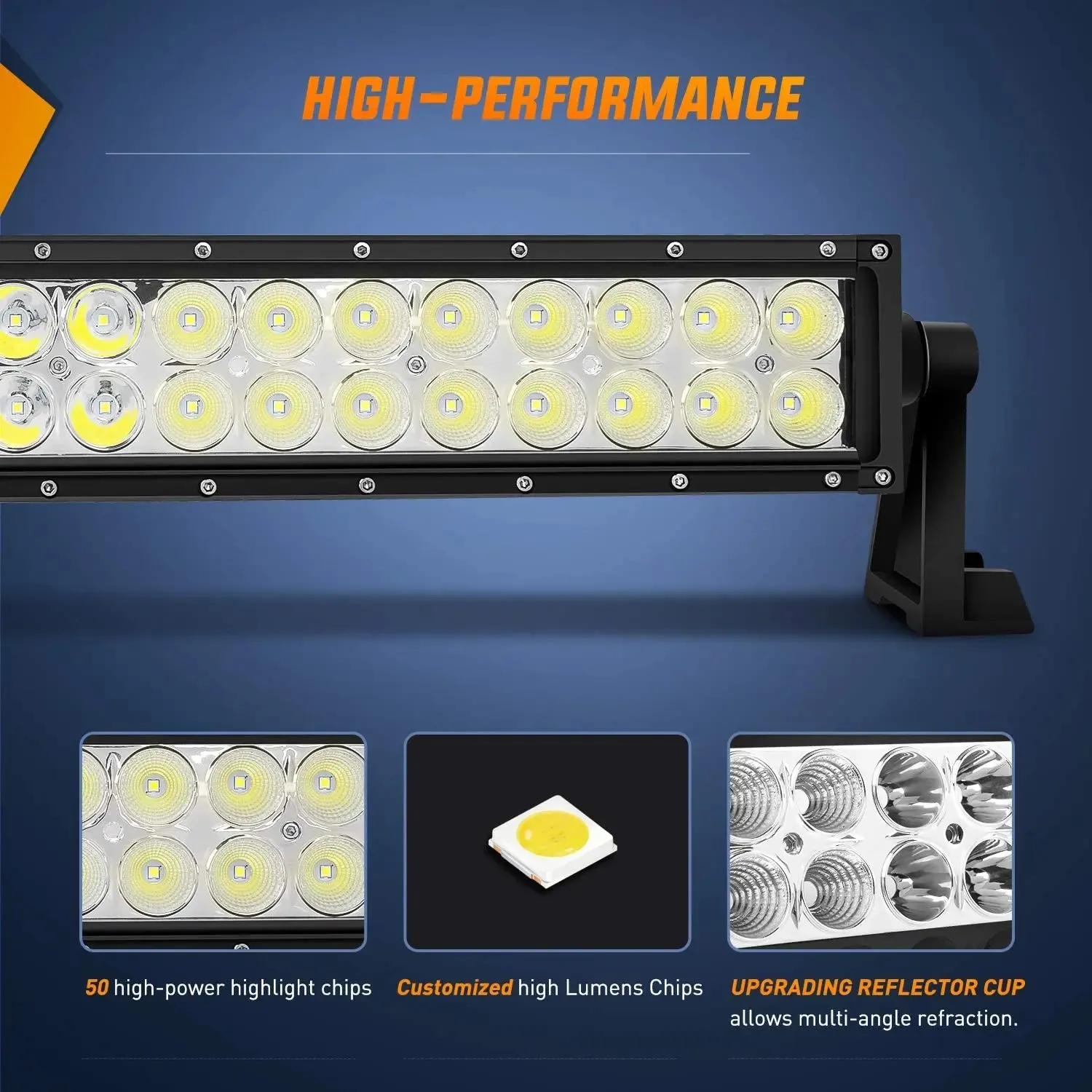 52 Inch 300W 30000LM Double Row Spot Flood LED Light Bar