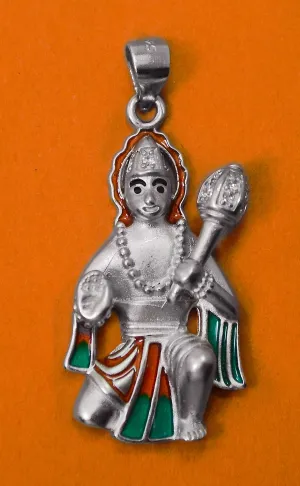 925 Silver Hanuman Matte Pendant (Design 36)