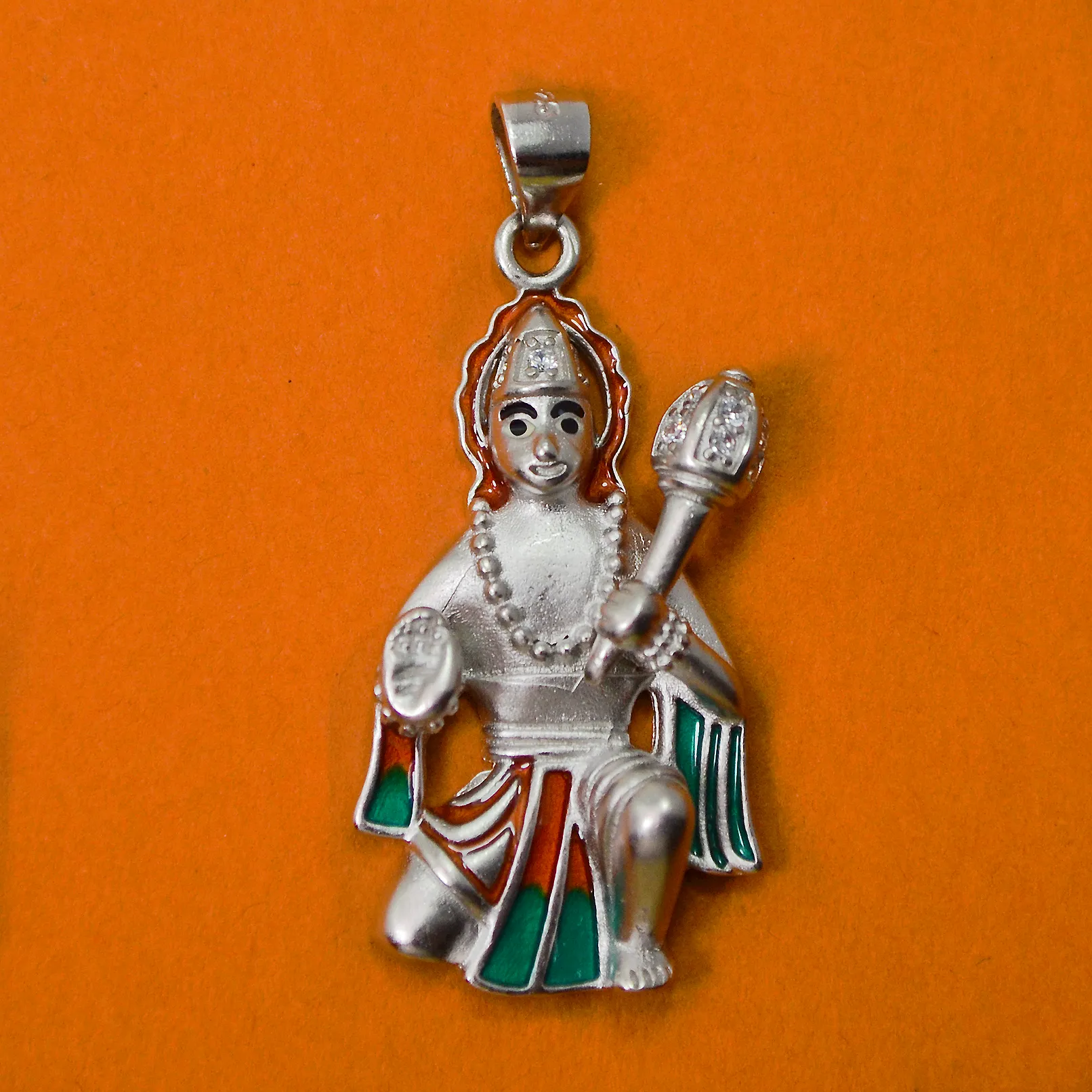 925 Silver Hanuman Matte Pendant (Design 36)