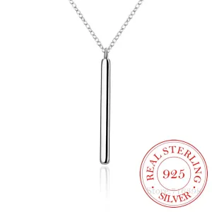 .925 Sterling Silver Bar Pendant with 18" (22mm) Silver Necklace
