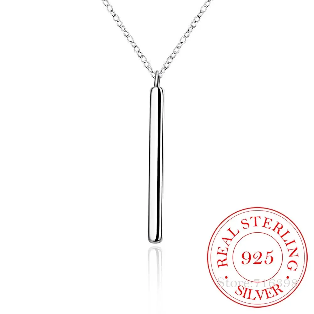 .925 Sterling Silver Bar Pendant with 18" (22mm) Silver Necklace