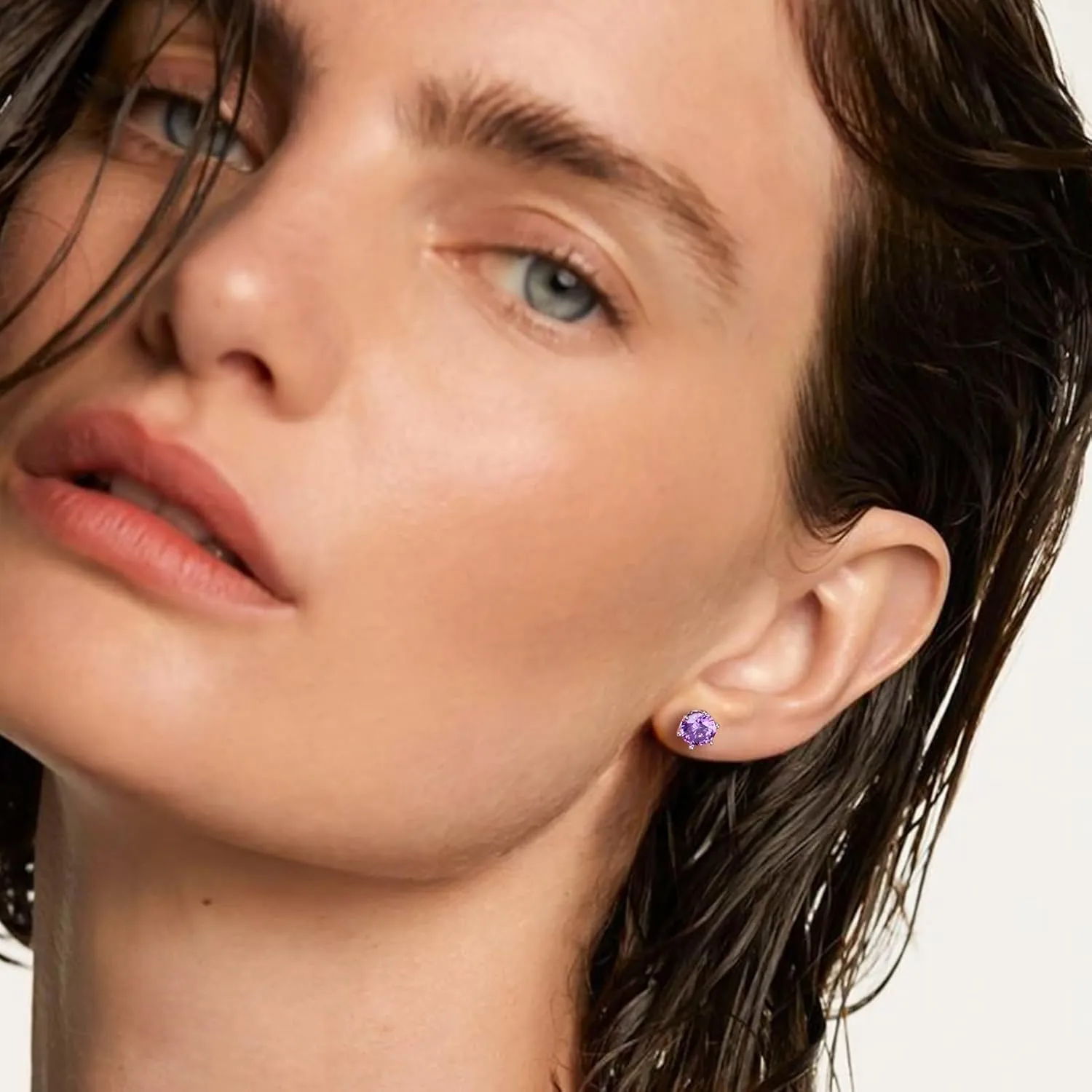 925 Sterling Silver Birthstone Earrings for Women Small Stud Earrings Round/Princess Cut Gemstone Earrings Birthstone Jewelry