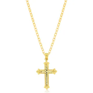 9ct Yellow Plated Filled with Silver Pattern Cross Pendant