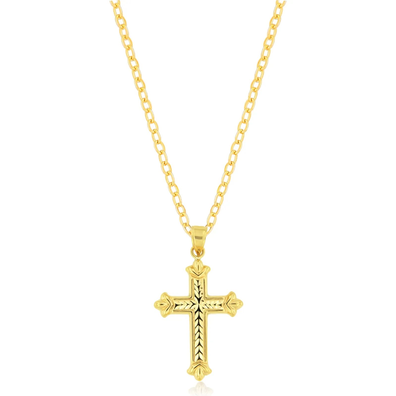 9ct Yellow Plated Filled with Silver Pattern Cross Pendant