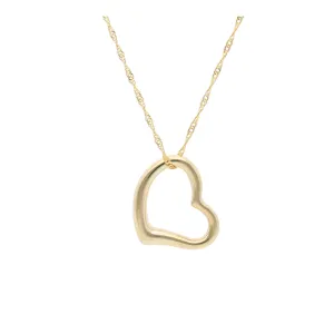 9kt Yellow Gold Tiffany Open Heart Pendant (12mm or 14mm)