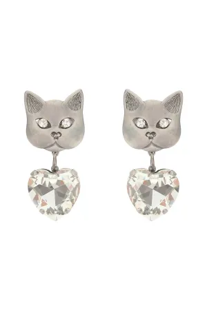 Alessandra Rich Cat Crystal-Embellished Earrings