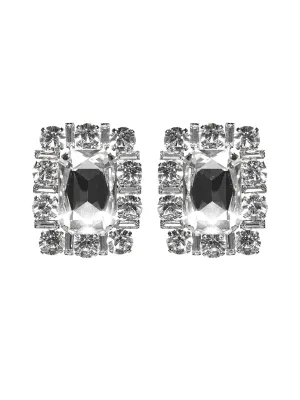 Alessandra Rich Rectangular Crystal Earrings