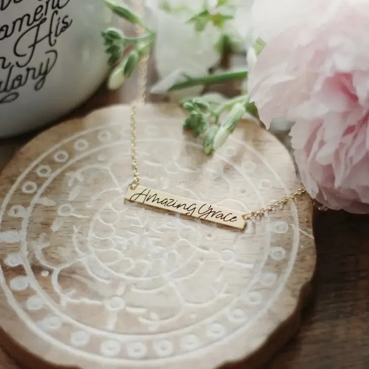 Amazing Grace Gold Bar Necklace