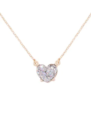 An0105 - Heart Glitter Epoxy Necklace