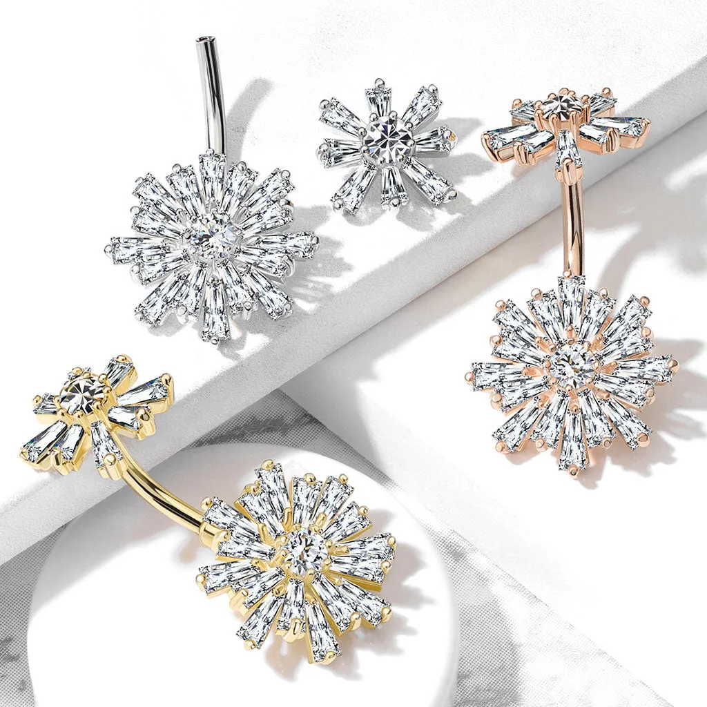 Baguette Fusion Belly Ring with Gold Plating