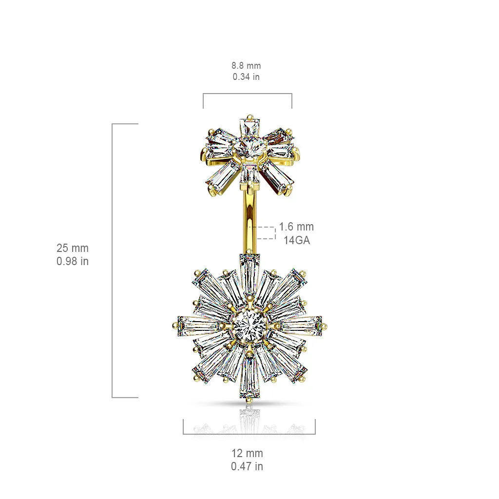 Baguette Fusion Belly Ring with Gold Plating