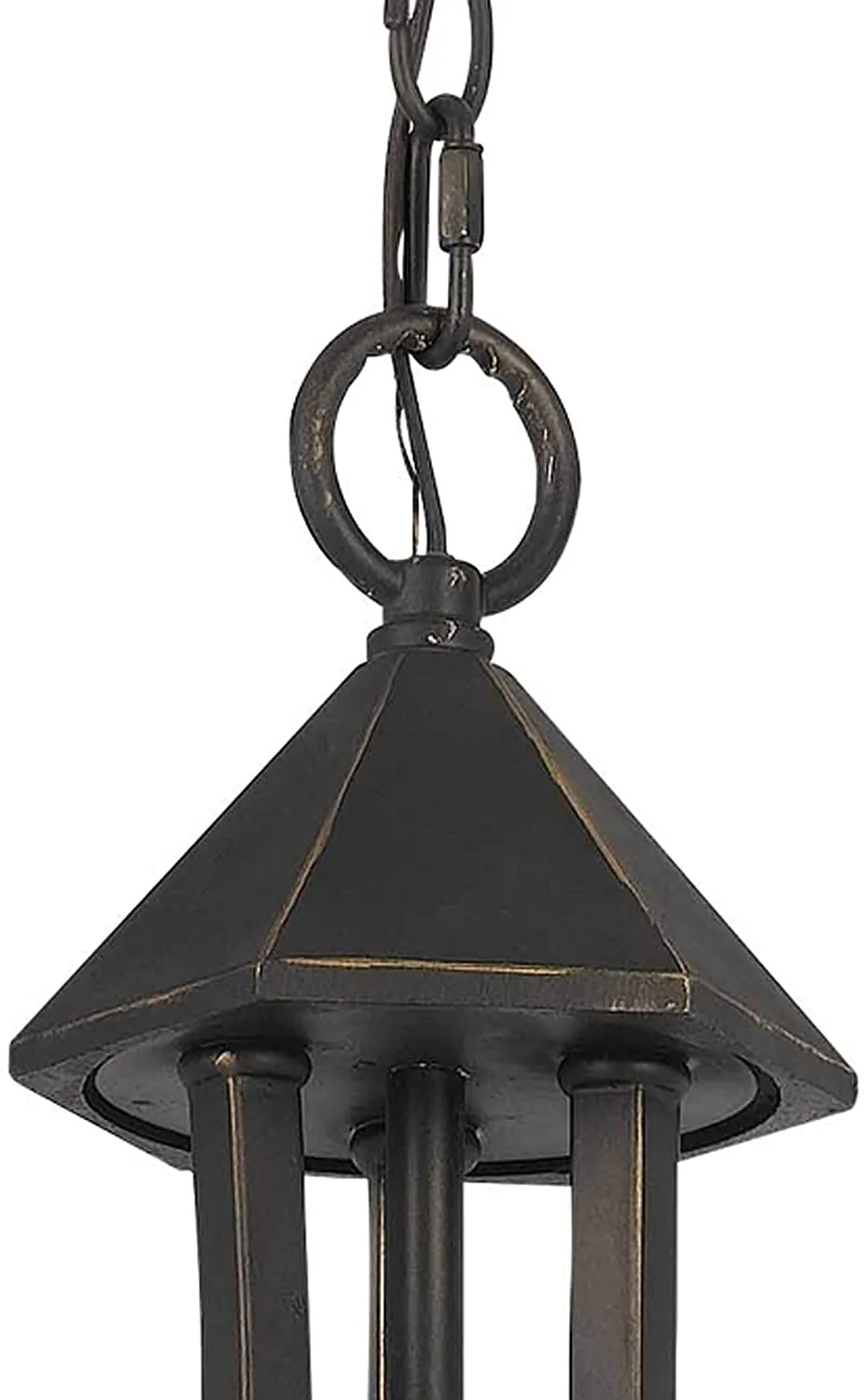 Benzara 3 Bulb Pendant Fixture with Metal Frame and Smoked Glass Shade, Bronze