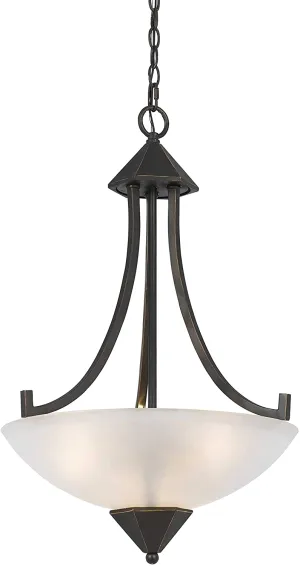 Benzara 3 Bulb Pendant Fixture with Metal Frame and Smoked Glass Shade, Bronze