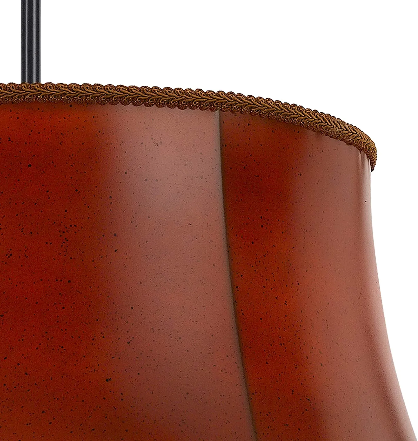 Benzara 3 Bulb Round Pendant Fixture with Leatherette Drum Shade, Red