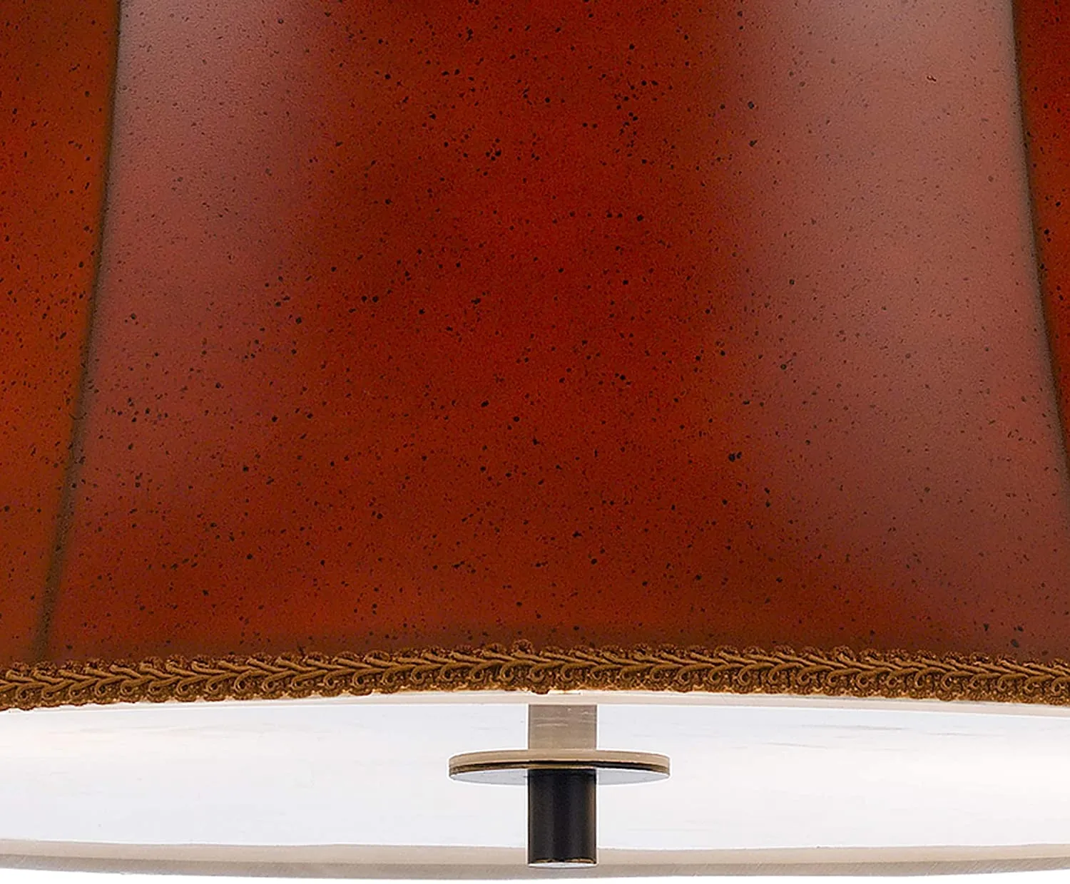 Benzara 3 Bulb Round Pendant Fixture with Leatherette Drum Shade, Red