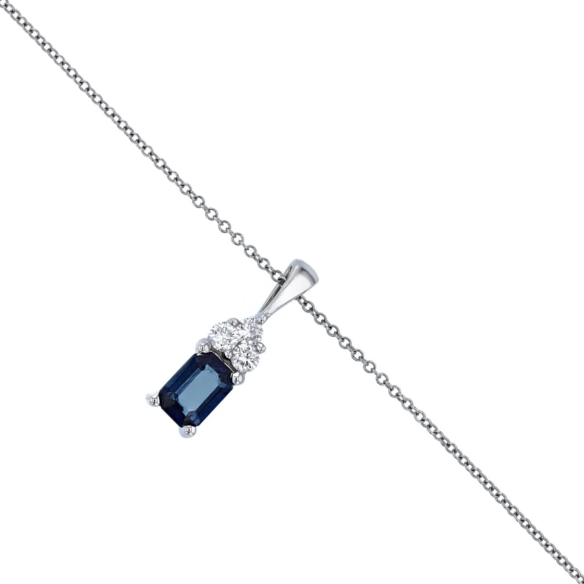 Bijou Collection Sapphire and Diamond Trefoil Pendant | 9K White Gold