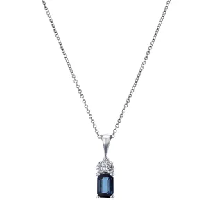 Bijou Collection Sapphire and Diamond Trefoil Pendant | 9K White Gold