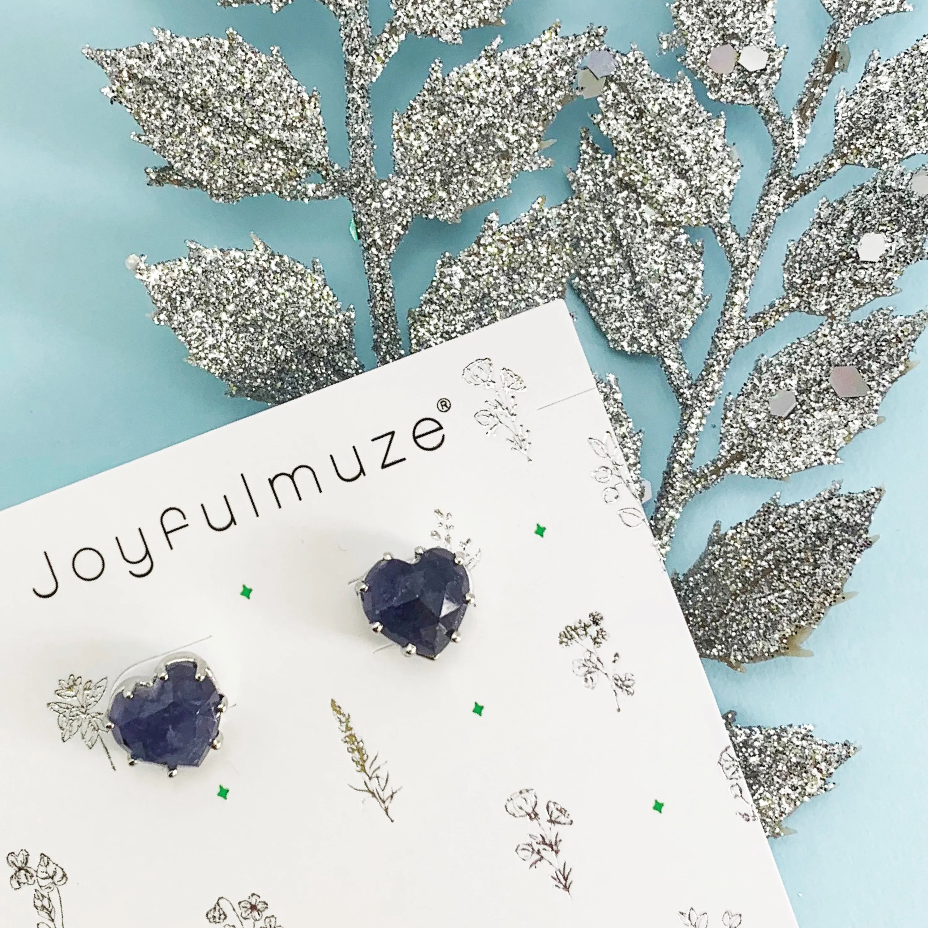 Blue Iolet Heart Studs