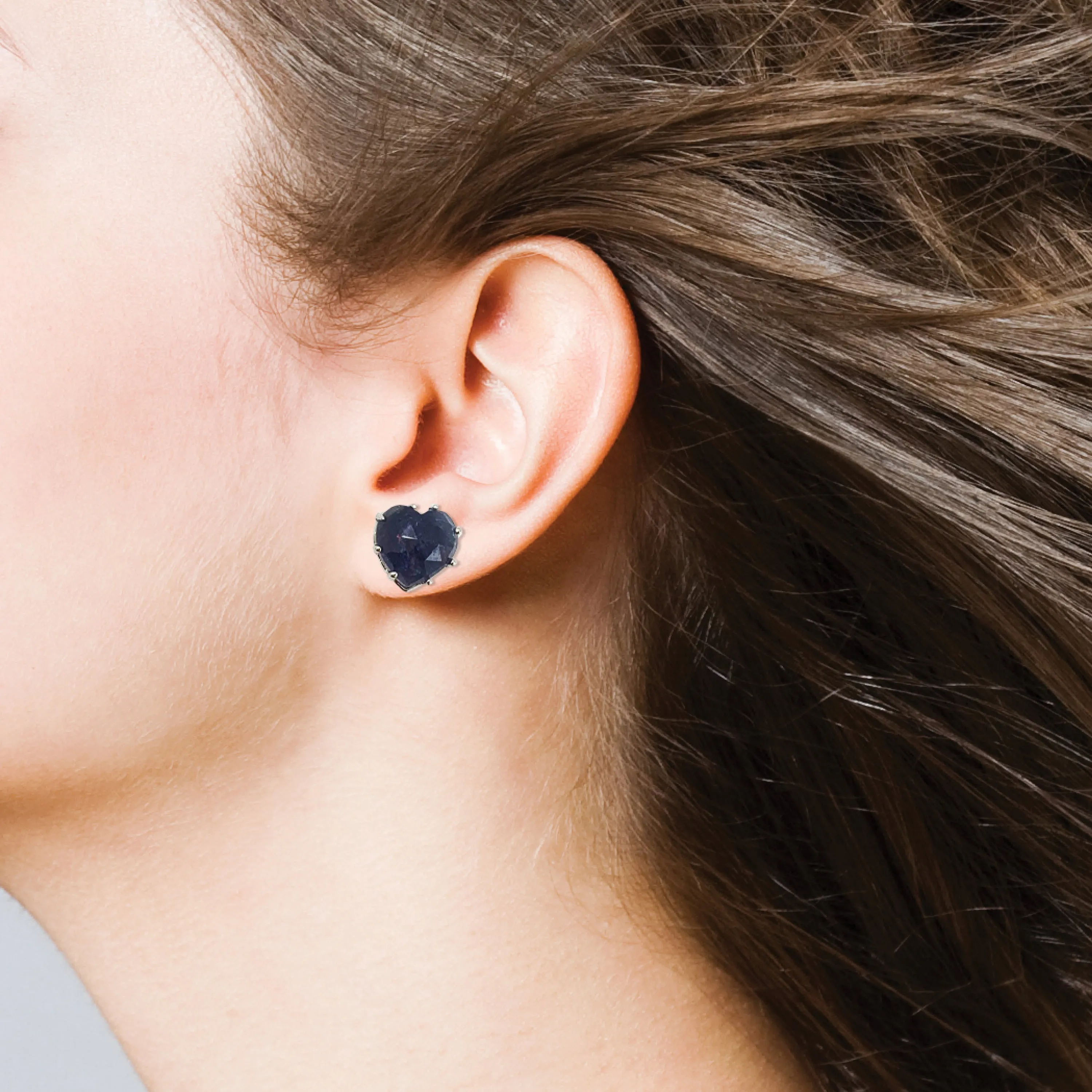Blue Iolet Heart Studs
