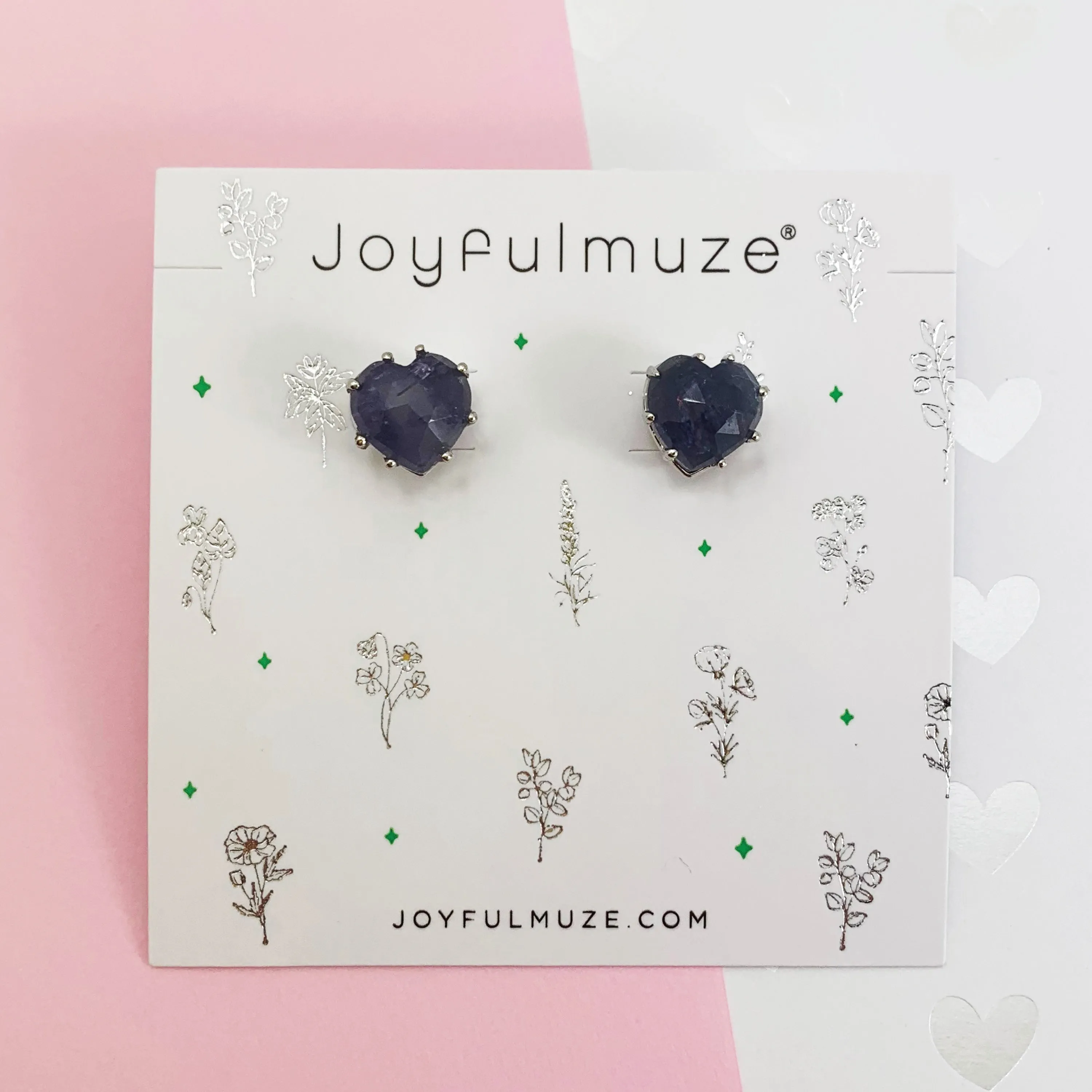 Blue Iolet Heart Studs