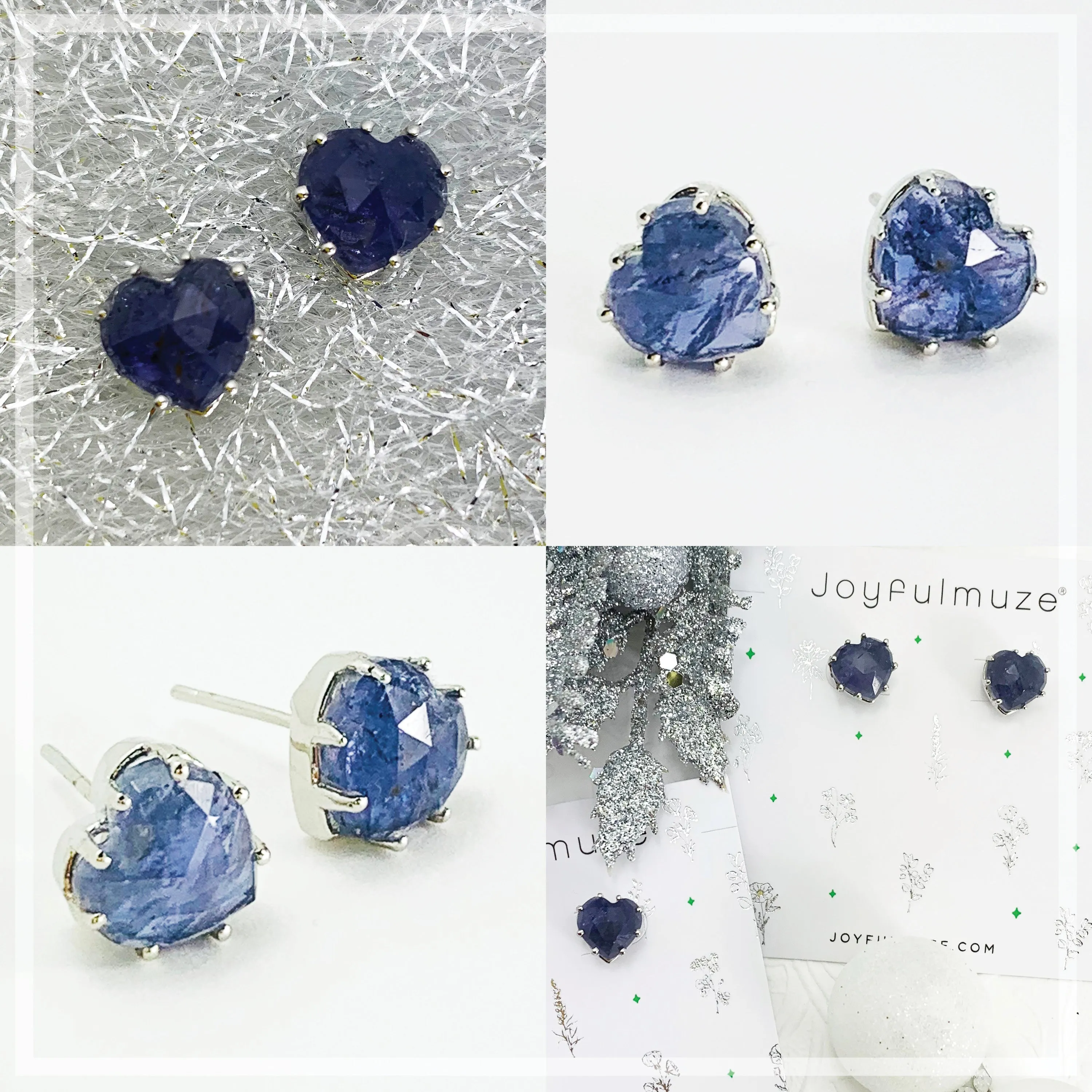 Blue Iolet Heart Studs