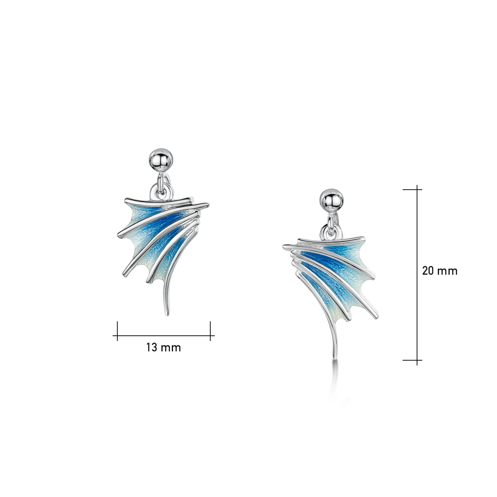 Cascade Small Enamel Drop Earrings in Sterling Silver